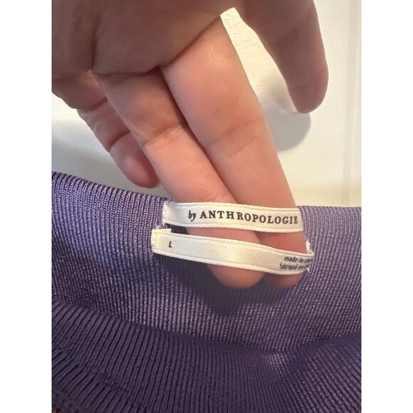 Anthropologie NWT Purple Flounce Knit Tassel Tie Strap Cropped Tank Top Sz Large - Picture 5 of 12